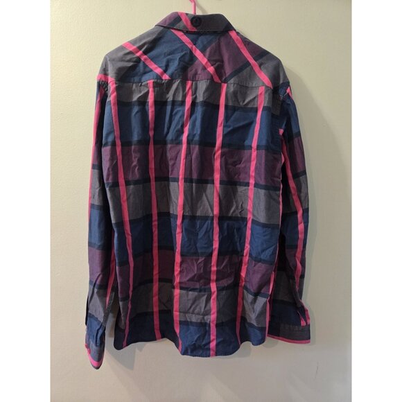 Au Noir Long Sleeves Shirt Size 5 Pink and Purple Squared Pattern Pre-Owned - Picture 4 of 8